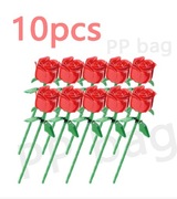 Klocki róża kwiat czerwona kwiaty roże jak LEGO - 10 sztuk