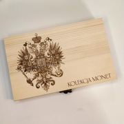 DREWNIE PUDEŁKO NA MONETY orzeł carski (na 50 monet)