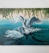 Łabędzie obraz ręcznie malowany 30x40 cm