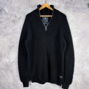 G-Star RAW sweter Suzaki pół zip czarny premium M
