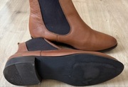 Zara Skórzane botki sztyblety camel rozmiar 39