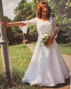 Biała suknia jak nowa elegancka koronka gorset długa księżniczka S M 36 38