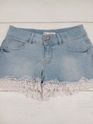 Jeansowe szorty C&A Denim damskie z koronką boho jasne spodenki XS/S