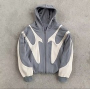 Bluza Harajuku Y2K z zamkiem – Szara Retro Devil Style | Rozmiar XL