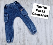 Spodnie 110/116 dekatyzowane chłopięce bawelniane Mimi bojówki niebieskie 