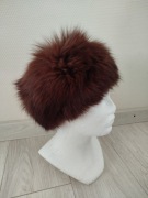 Czapka z lisa , naturalny włos , skórka 