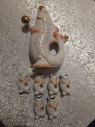 Karafka Ryba PRL z kieliszkami