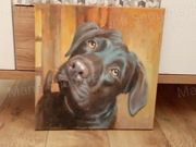 Portret pupila, zwierzaka, psa, kota, obraz olejny na płótnie, prezent.