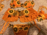 Pomarańczowy Komplet bielizny Axami 70D Biustonosz