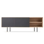 Komoda Dębowa Fina 180X45X64 Cm Czarna Gazzda