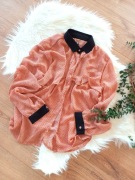 elegancka damska koralowa koszula w groszki 40L pomaranczowa do biura