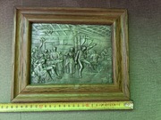 Stary relief plakieta płaskorzeźba z cyny obraz 