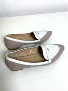 Stylowe Buty baleriny, baletki, biało-brązowe, roz 37 / 38 (24cm)