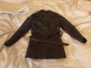 Czekoladowa brązowa kurtka płaszcz damski skóra retro vintage