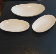Zestaw 3 półmisków Seltmann Weiden | Biała porcelana ze złotym rantem 