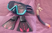płetwy pływackie + maska do nurkowania + fajka