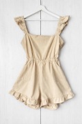 Beżowy krótki bawełniany kombinezon z falbankami Miss Selfridge 46