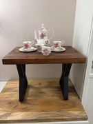 Stolik kawowy mango tik buk LOFT  drewno z metalowymi nogami X