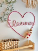 Personalizowane Serce z Imieniem i Kwiatami do Pokoju Dziewczynki