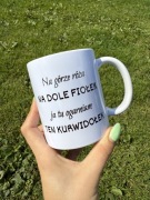 Kubek biały 330 ml na górze róża na dole fiołek