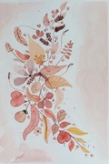 Hand made - obraz - akwarela pt "Bukiet liści" 18 x 26 cm