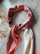 Apaszka duża krem niebieski,  róż , grafit 