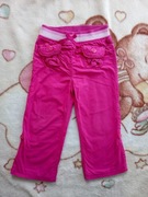 Różowe bawełniane spodnie ocieplane podszewką na gumie 2w1 92 - 98