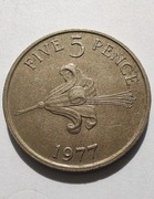 GUERNSEY 5 Pence 1977 ŁADNA