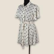 Sukienka New Look 36 S 38 M biała w grochy mini rozkloszowana lato jesień