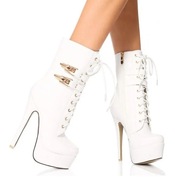 Botki seksowne białe złote ozdoby 