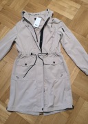 Kurtka beżowa trencz parka płaszczyk C&A z kapturem 36 S 24 hm