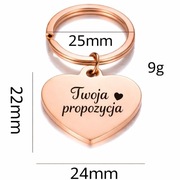 Brelok SERCE Rose gold - GRAWER (dedykacja / personalizacja / grafika) 