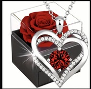 Wisiorek SERCE z czerwonym kryształem + ZESTAW PREZENTOWY | Walentynki 