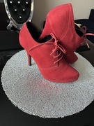 deichmann czerwone botki wiązane rozm.40 bordo szpilki 