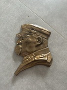 Józef Piłsudski Popiersie Metal Stary Odlew Ala Mosiądz Płaskorzeźba PRL