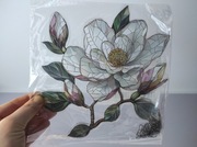 Nowy witraż witrażyk dekoracja okienna kwiat magnolii