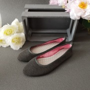 Szare balerinki damskie w szpic – rozmiar 37, nowe