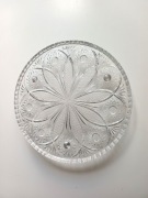 stara okrągła kryształowa patera talerz kryształowy z czasów prlu retro