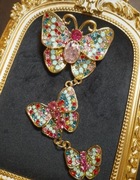 Broszka metalowa motylki z kamieniami 