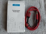 Kabel USB-C Do 3,5mm Audio Jack - JSAUX - Czerwony, Nylonowy, Mocny 1m
