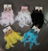 Kolczyki długie pióra różne kolory kryształowe cyrkonie sylwester