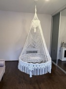 Fotel wiszący huśtawka bocianie gniazdo makrama do salonu, tarasu, ogrodu