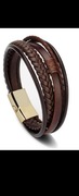 Bransoletka meska skorzana pleciona 21cm