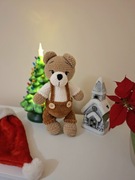 Pluszowy miś uszatek na szydełku handmade święta naturalna zabawka 