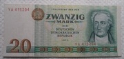 Niemcy NRD 20 marek DDR 1975 Johann W. von Goethe P# 29a Seria YA