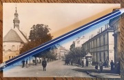 KALISZ KALISCH Ulica Nowy Świat kościół kiosk reklamy policjant piesi 1939