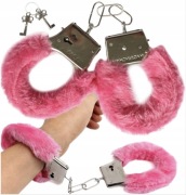 Futerkowe futrzane różowe kajdanki BDSM 