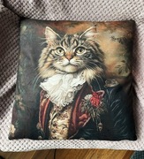 Elegancka poszewka z kotem z stroju wiktoriańskim, roz. 45x45 cm