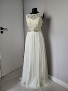 Zjawiskowa kremowa suknia ślubna, dla druhny, ślub cywilny kościelny M