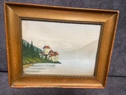 Pejzaż górski - stara akwarela 